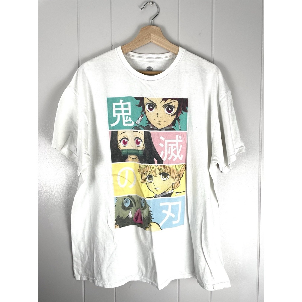 Demon Slayer‎ Unisex XL T- Shirt Graphic Tee Beige Summer Casual Adult
